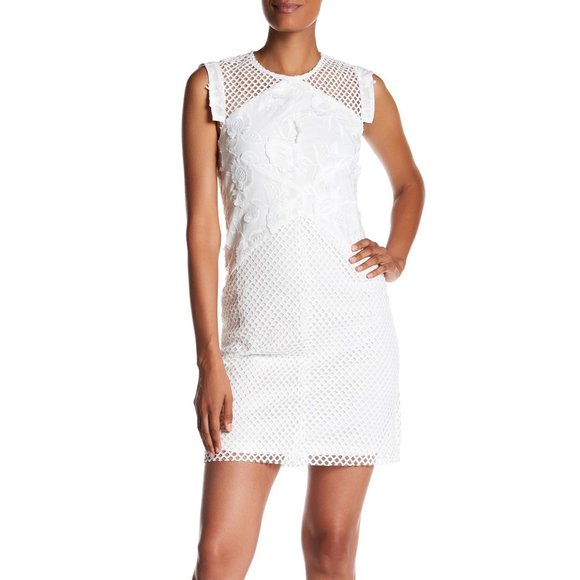 Julia Jordan New Eyelet 3D Applique Lace Dress NWT White Women's 12 CHIC 🎉HP🎉 - Picture 3 of 12